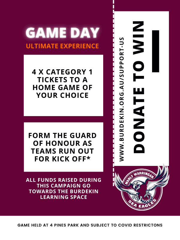 Donate to Burdekin and win a Manly Warringah Sea Eagles ultimate match day experience